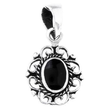 alt-Anhänger mit Onyxstein klein Schmuck 925er Silber 20x11mm