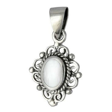 alt-Anhänger mit weißem Perlmutt klein Schmuck 925er Silber