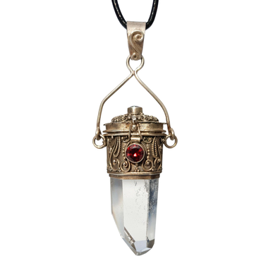 Bergkristall Anhänger Granatstein Schmuck Anhänger 925 Silber Medaillo