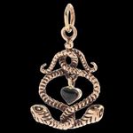 2 Schlangen mit Onyxherz Bronze Anhänger Schmuck - Schlangen - 26x16mm