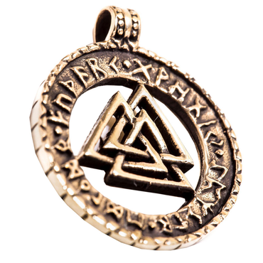 Valknut Futhark Bronze Anhänger Schmuck - Keltische Knoten , Wikinger - 26x22mm