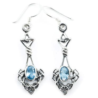 alt-Ohrhänger, Ohrringe Celtic Topazfarbenen Kristallstein 925er Silber