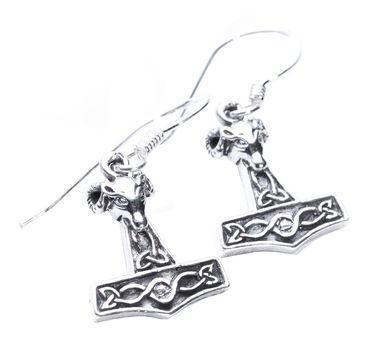 alt-Ohrhänger Ohrringe Widder Hammer Thorhammer Wikinger Viking Schmuck 925er Silber