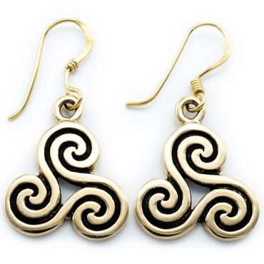 alt-Ohrhänger, Ohrringe Triskele Bronze Irischer Ohrschmuck