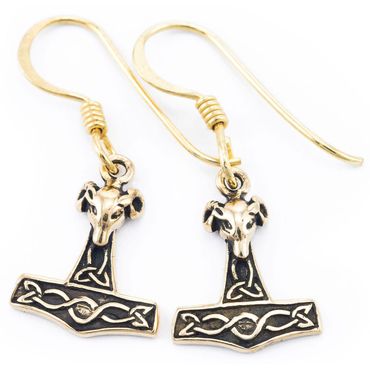 alt-Ohrhänger, Ohrringe Widder Hammer Bronze Schmuck MJÖLNAR Thorhammer