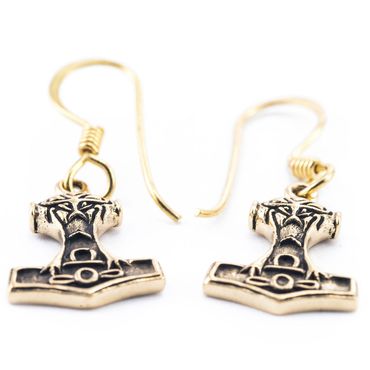 alt-Ohrhänger, Ohrringe Thors Hammer Bronze Mjölnir Schmuck