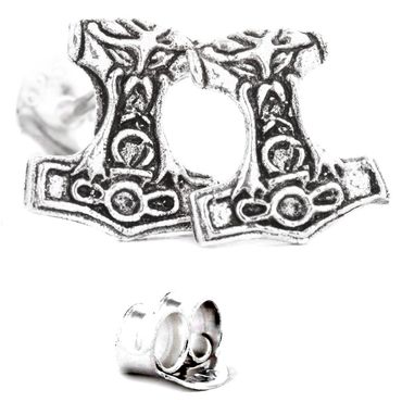 alt-Silberohrstecker Thors Hammer 925er Silber Schmuck