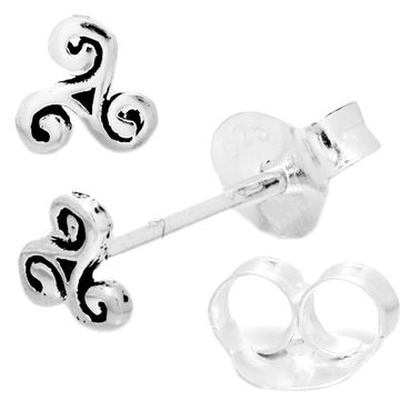 alt-Ohrstecker Triskele sehr klein Schmuck 925er Silber