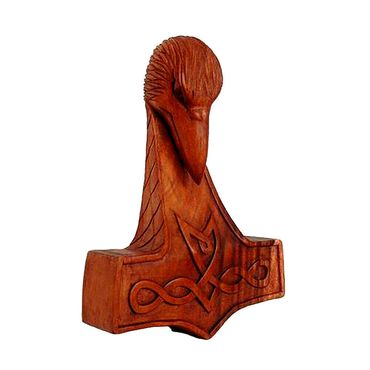 alt-Rabenhammer handmade geschnitztes Ornament Holzbild Rabe Thorhammer Wandrelief