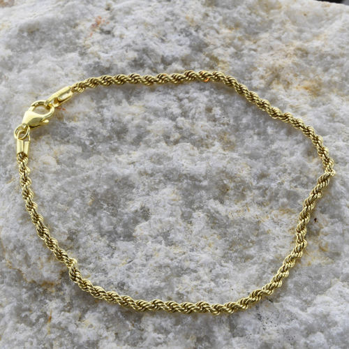 Goldkette Kordelkette Länge 19cm - Breite 2,7mm - 585-14 Karat Gold
