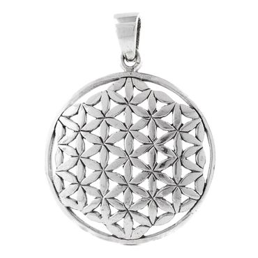 alt-Blume des Lebens  Anhänger 925 Silber Flower of Life mittel 27mm