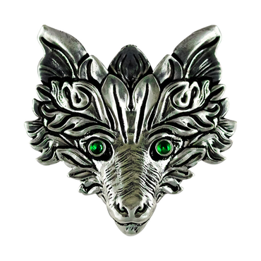 Green Fox Schmuck Anhänger Magische Tiere Hexen Magier Fuchs 4 x 4,2 cm + Kette