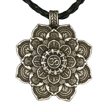 Lotus Blume Ornament Indian Mandala Om ZeichenYoga Zinn mit Band