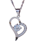 Edler Herz Anhänger 925 Silber & Zirkonia Crystal mit Silberkette Herz