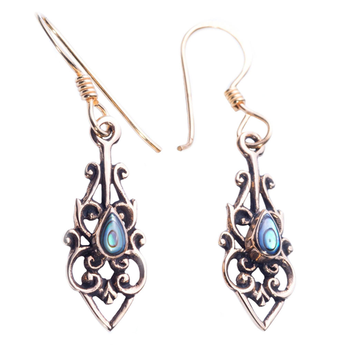 Ohrringe Bohemia Paua-Muschel Seeopal Ohrschmuck Bronze 3,5cm Ohrringe Bohemia Paua-Muschel Seeopal Ohrschmuck Bronze 3,5cm