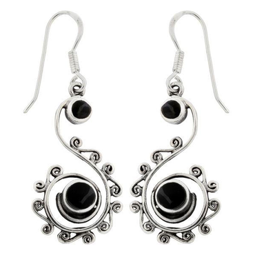 Ohrhänger Spirale mit Onyx Stein aus 925er Silber 4,3cm Ohrhänger Spirale mit Onyx Stein aus 925er Silber 4,3cm