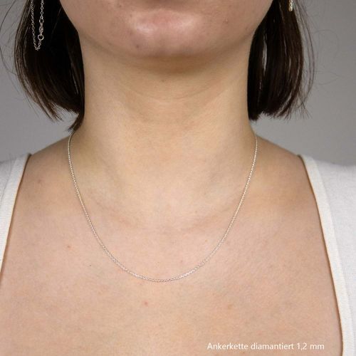 Ankerkette diamantiert Halskette Breite 1,2 mm - 925 Sterlingsilber