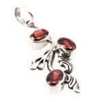 Ohranhänger Set Silber Kette Anhänger Blätter Granat Granatstein ROT 925 Silber