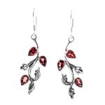 Ohranhänger Set Silber Kette Anhänger Blätter Granat Granatstein ROT 925 Silber