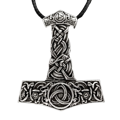 Thorhammer Anhänger Schmuck Wikinger Zinn Viking mit Band Thorhammer