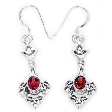 alt-Ohrhänger, Ohrringe Celtic Roter Granat Kristallstein 925er Silber
