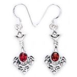 Ohrhänger, Ohrringe Celtic Roter Granat Kristallstein 925er Silber