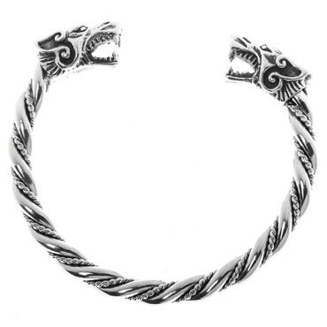 alt-Odins Wölfe: Ein imposanter Wikinger-Armschmuck echt Silber 6,6 cm