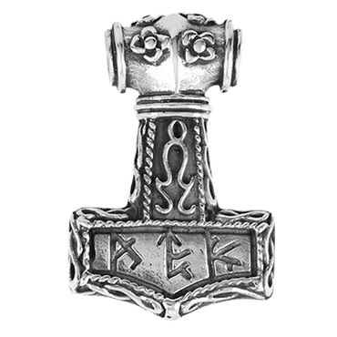 alt-Thors Hammer mit Binderunen Anhänger Schmuck - Thorhammer - 35x21mm