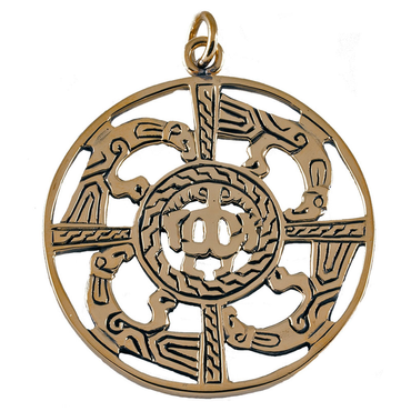 Alamannische Zierscheibe Adler Bronze massiv Anhänger Schmuck Christen