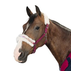 ESKADRON Halfter Lammfell Doppel-Dornschnalle sangria/taupe, Gr. Pony 2