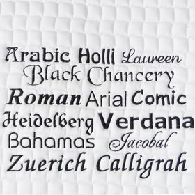 Bestickungs-Service Abschwitzdecke bis zu 20 Buchstaben (Garnfarben-Angebot 1)