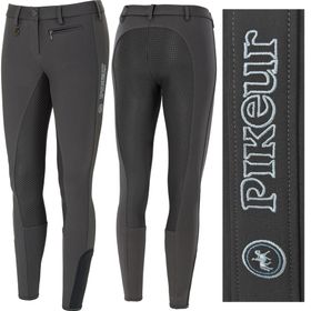 Pikeur Lucinda Grip slate (grau) mit Kontraststick in blue/aquamarine 4994-7945