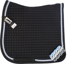 ESKADRON Cotton Schabracke black, 3fach Kordel anthrazit,silberfarben,hellblau