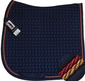 ESKADRON Cotton Schabracke navy, 2fach Kordel goldfarben/dark red