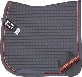 ESKADRON Cotton Schabracke grey, 2fach Kordel raspberry/lachs