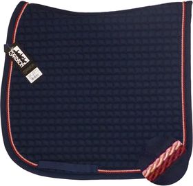 ESKADRON Cotton Schabracke navy, 2fach Kordel raspberry/lachs