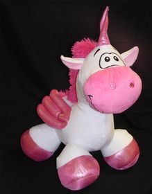 Einhorn in weiß - pink, stehend mit Flügeln, Größe 45cm