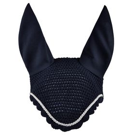 Eskadron Fliegenohren darknavy mit silberfarbener Kordel, Warmblut & Pony - NEU
