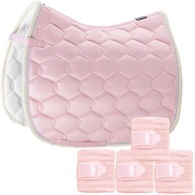 SET Eskadron Schabracke Glossy Wave mit doppel Kordel powderrose & Bandagen