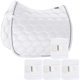 SET Eskadron Schabracke Glossy Wave white mit doppel Kordel & Bandagen