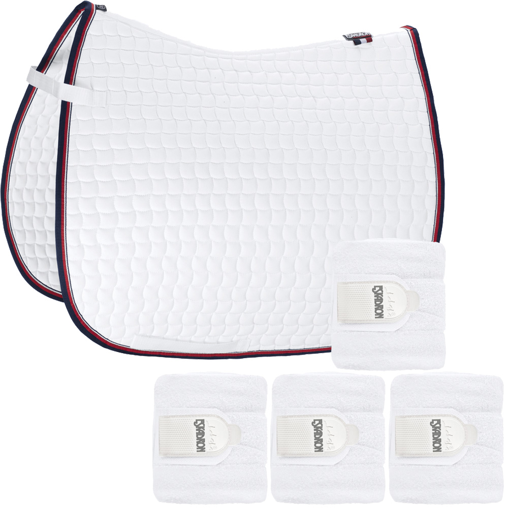 Set Eskadron Basic Cotton Schabracke mit Fleecebandagen in white