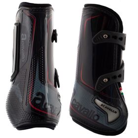 ACAVALLO Opera Vordergamaschen (zum Knöpfen) mit Gel, black/red, Gr. Full