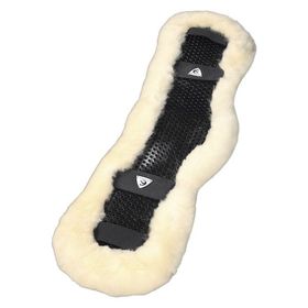 ACAVALLO - Gel Sattelgurtschoner mit ECO-Wolle anatomisch geformt, schwarz/natur - AC595