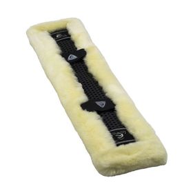 ACAVALLO - Gel Sattelgurtschoner mit ECO- Wolle klassisch, schwarz/natur