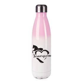 Edelstahl-Thermosflasche rosa/weiß mit Druck: Turnierqueen
