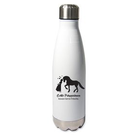 Edelstahl-Thermosflasche weiß mit Druck: Prinzessinnen küssen keine Frösche