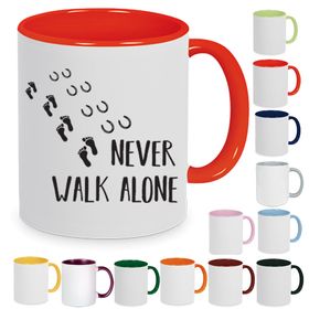 Tasse Pferd mit Spruch: Never walk alone, Kaffeebecher, Kaffeetasse