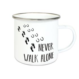 Emalie Tasse: Never walk alone mit Hufeisen Kaffeebecher Kaffeetasse bedruckt
