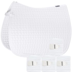 Set Eskadron Basic Cotton Schabracke mit Fleecebandagen in white