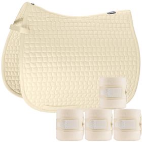 Set Eskadron Basic Cotton Schabracke mit Fleecebandagen in creme